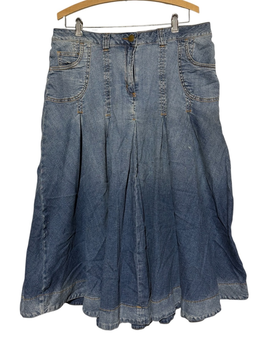Soft Surroundings Denim Jean Maxi Skirt Size Large Western Flare Coastal Cowgirl